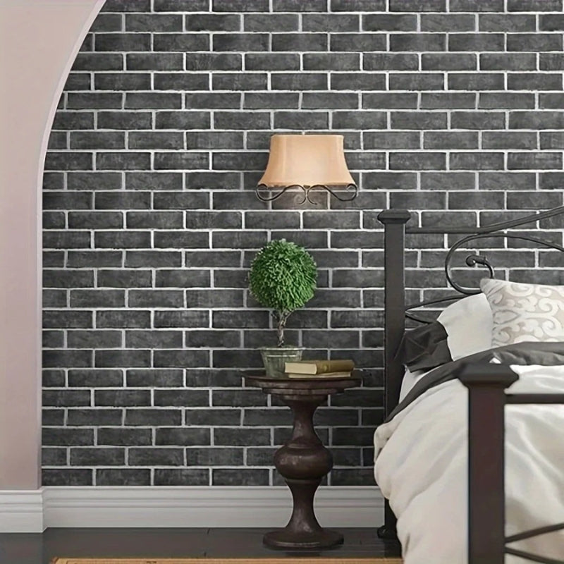 Papier peint brique gris anthracite