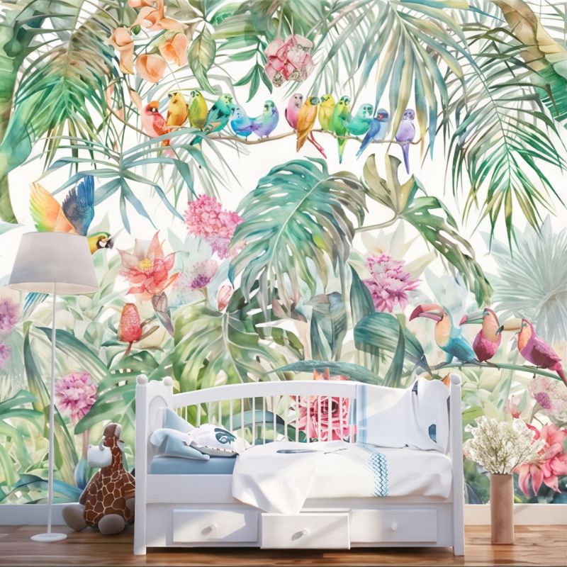 Papier Peint Jungle avec Oiseaux