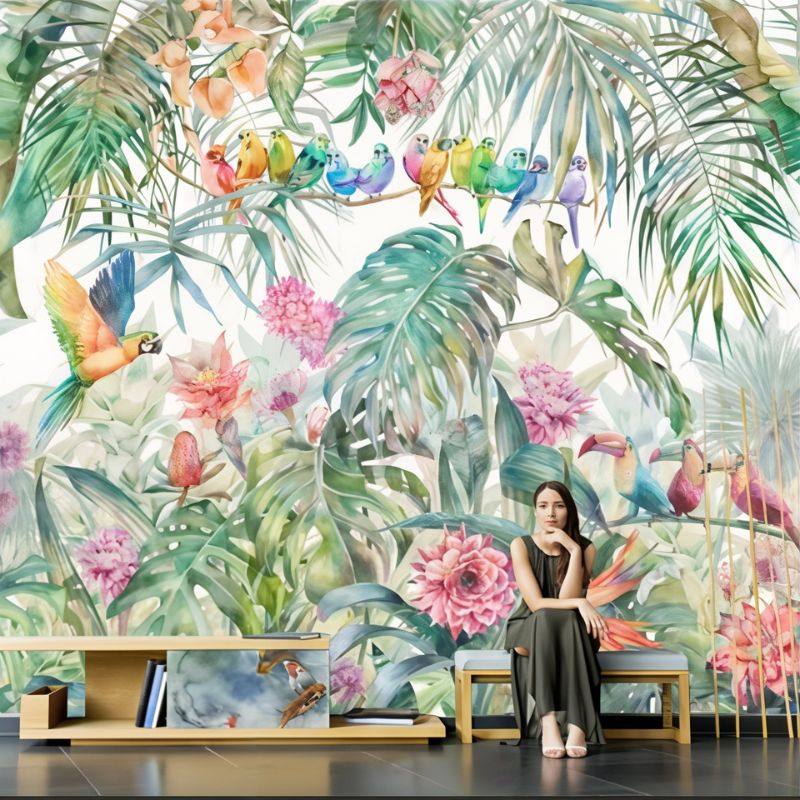 Papier Peint Jungle avec Oiseaux