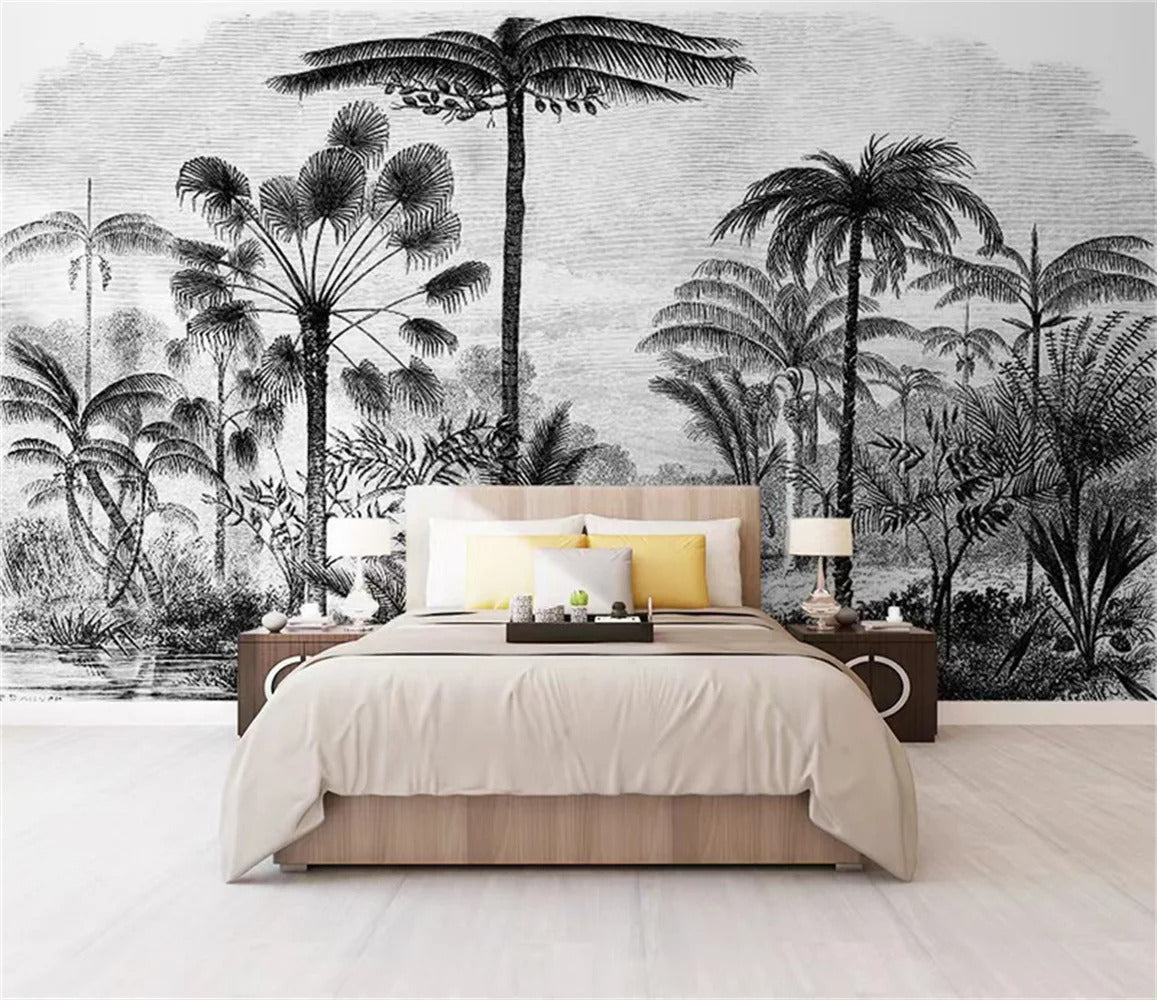 Papier peint jungle tete de lit