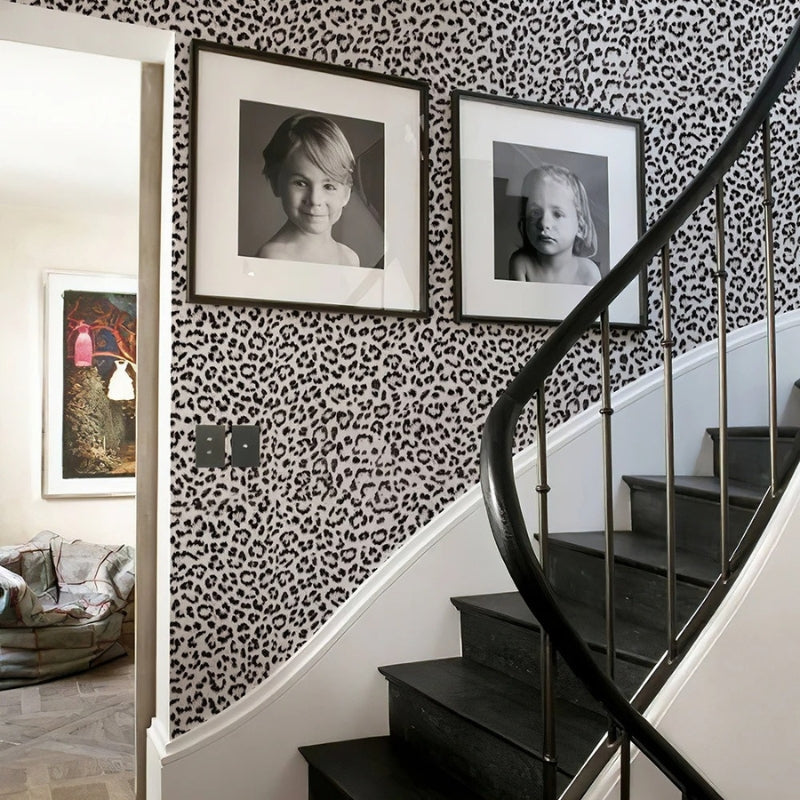 Papier peint leopard noir et blanc