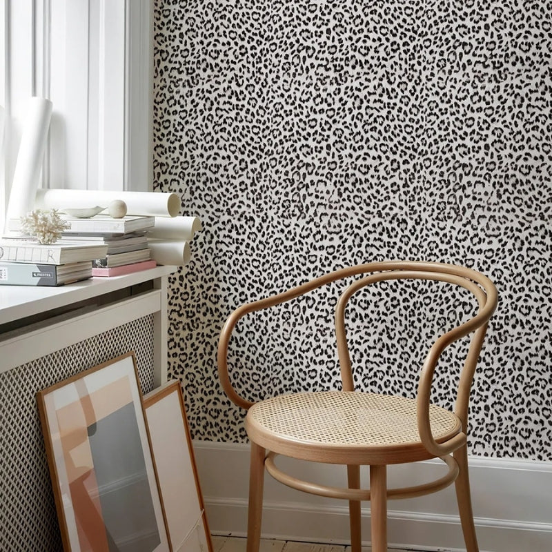 Papier peint leopard noir et blanc
