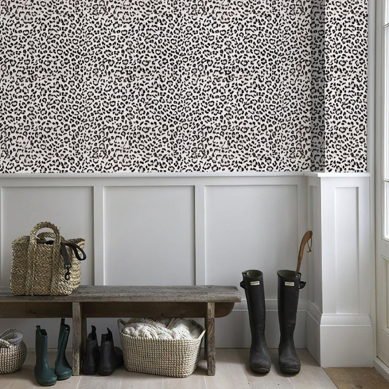 Papier peint leopard noir et blanc