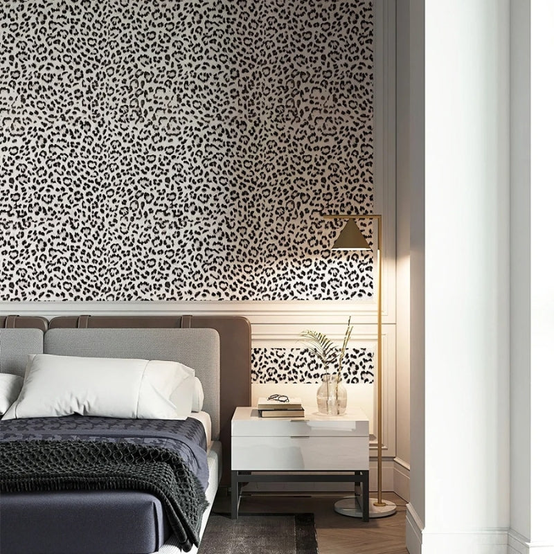 Papier peint leopard noir et blanc
