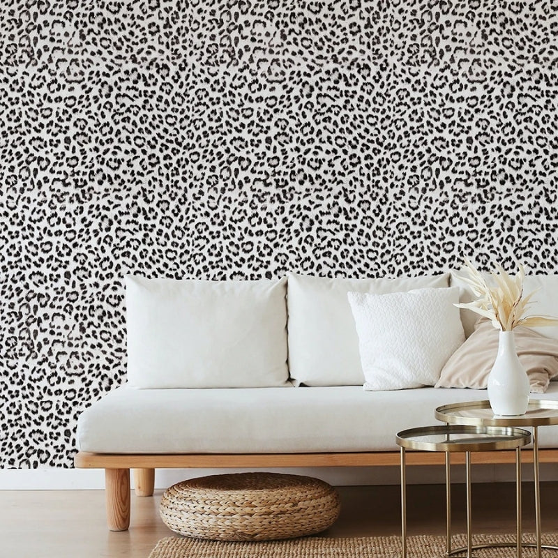 Papier peint leopard noir et blanc