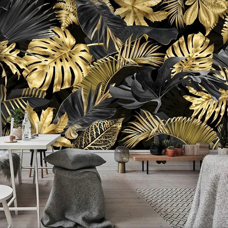 Papier Peint Palmier Doré