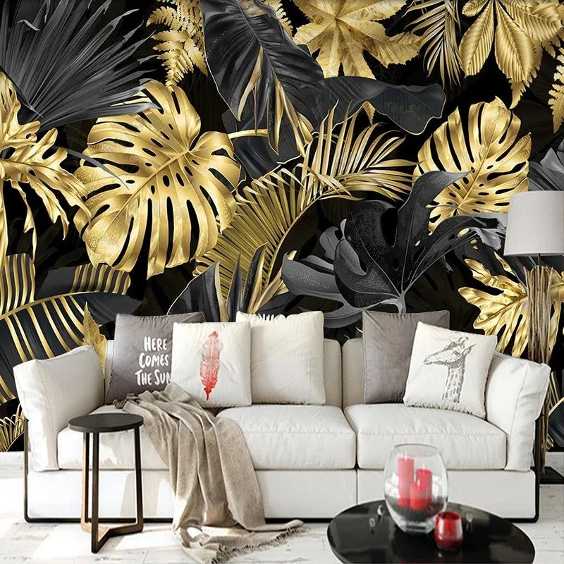 Papier Peint Palmier Doré
