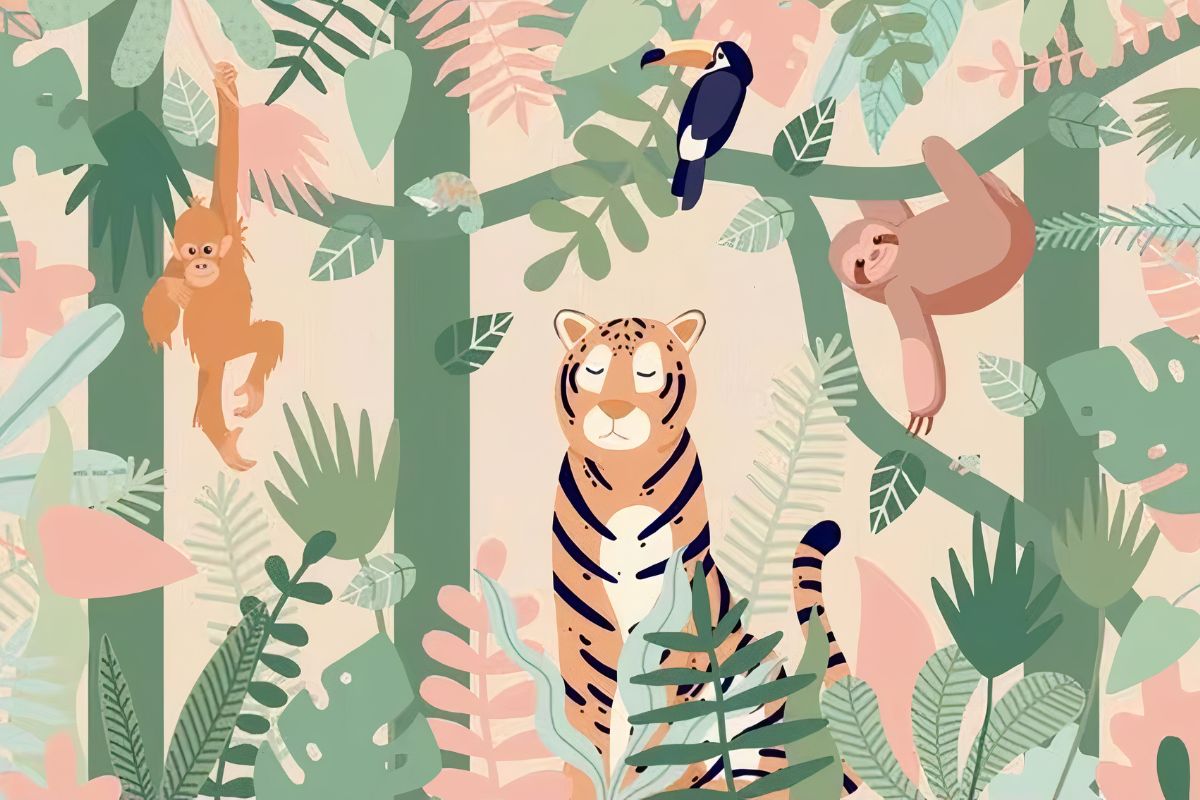 Papier Peint Savane Jungle motif panoramique tapisserie murale