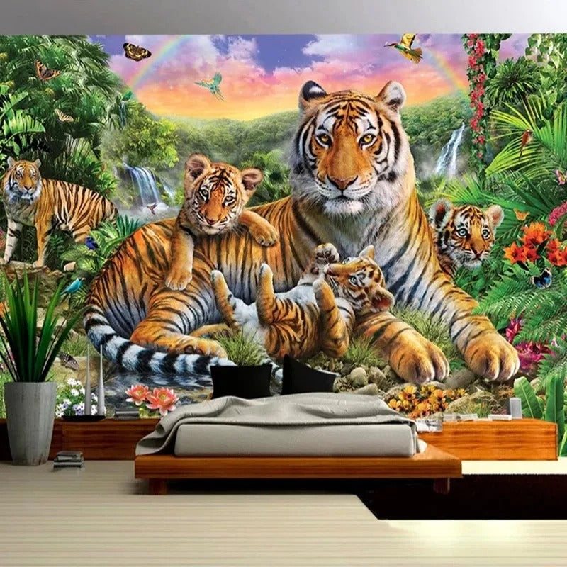 Papier Peint Zèbre Tigre Savane