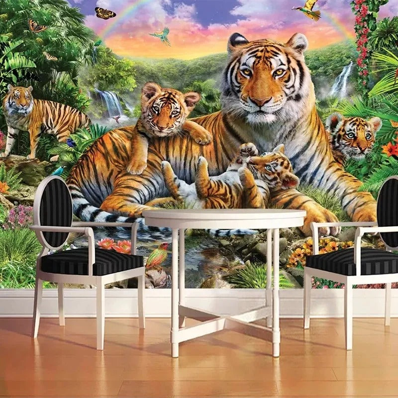 Papier Peint Zèbre Tigre Savane