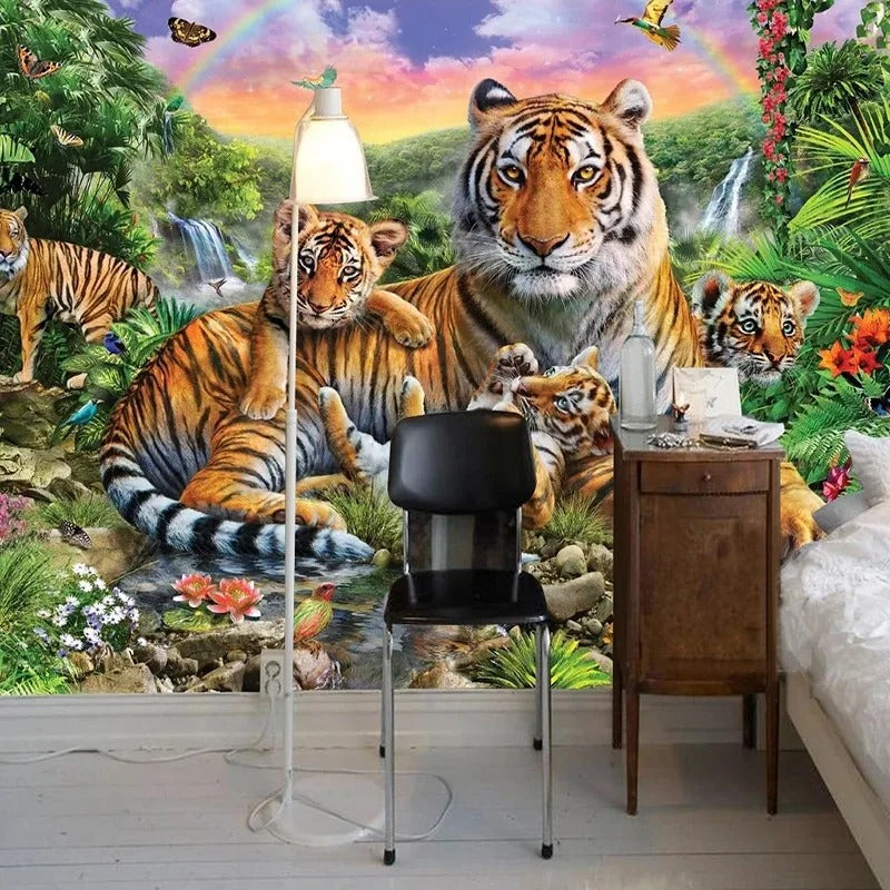 Papier Peint Zèbre Tigre Savane