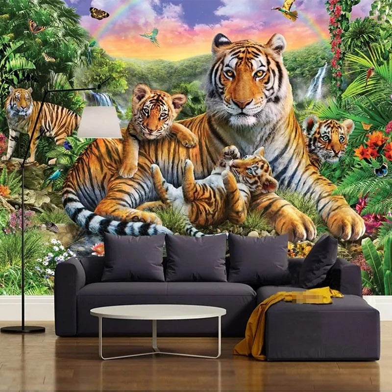 Papier Peint Zèbre Tigre Savane