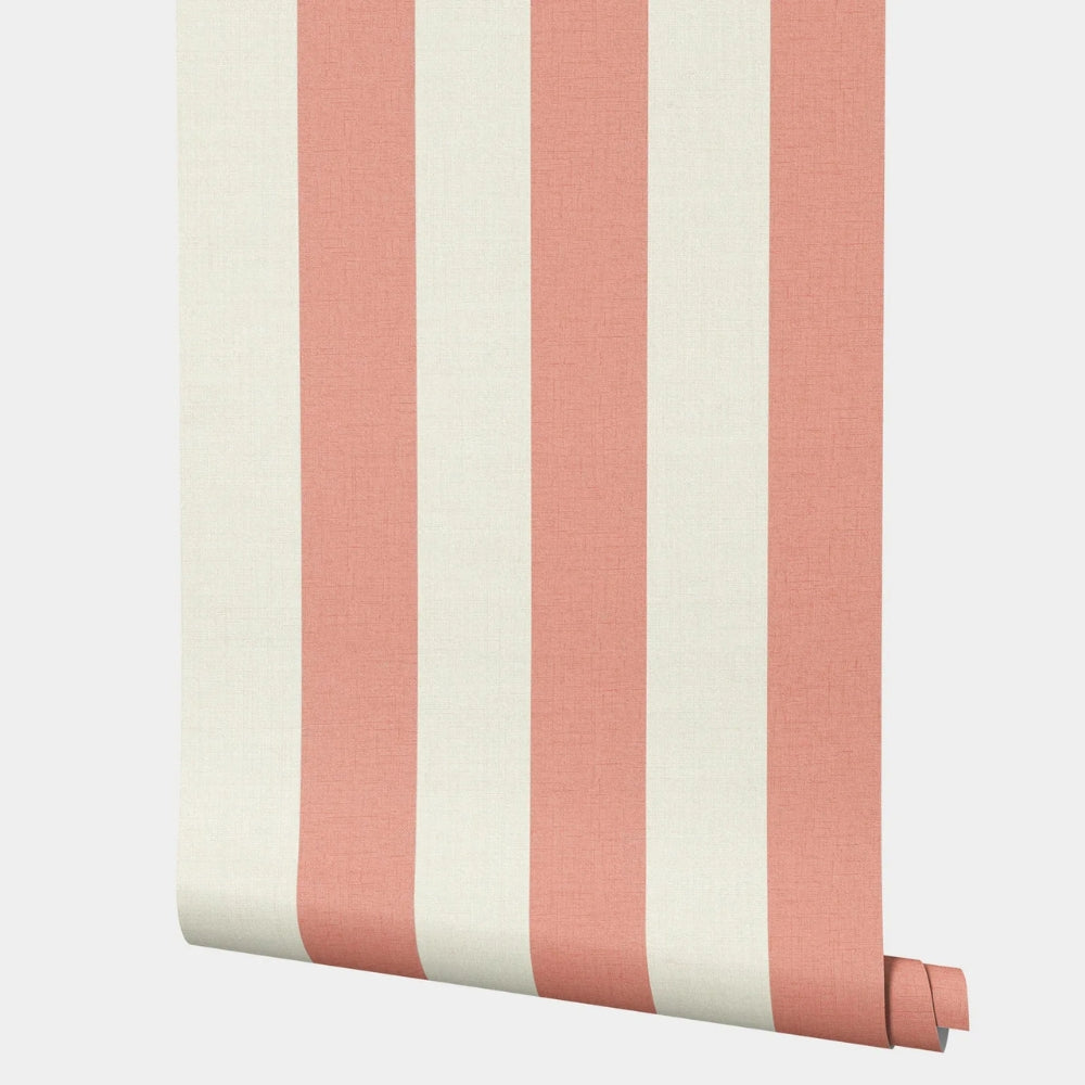 papier peint a rayures framboise Deco salon