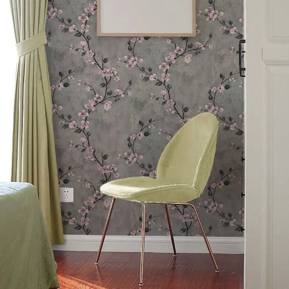 papier peint fleur noir blanc gris vintage