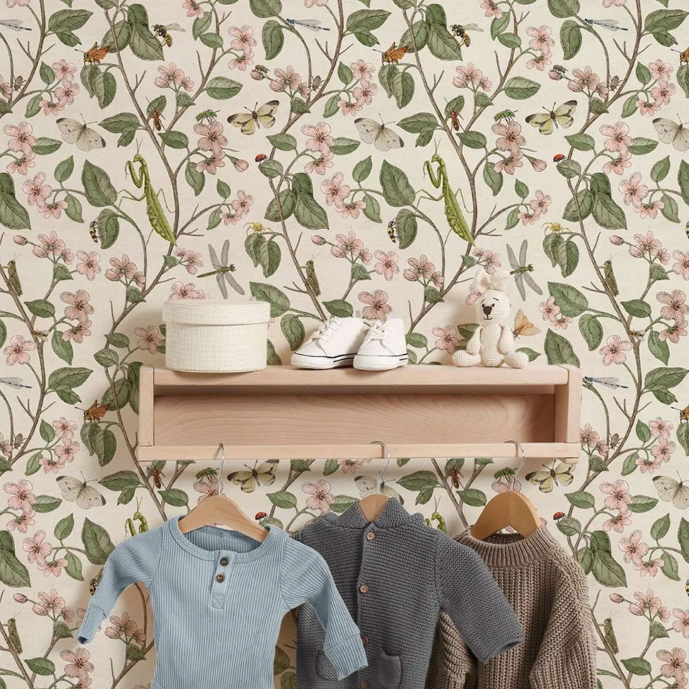 papier peint fleur style vintage couloir