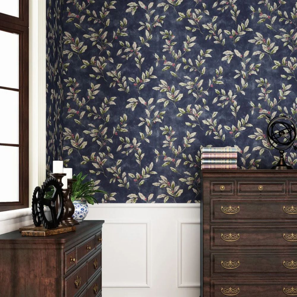 papier peint fleur vintage bleu hippy accueil