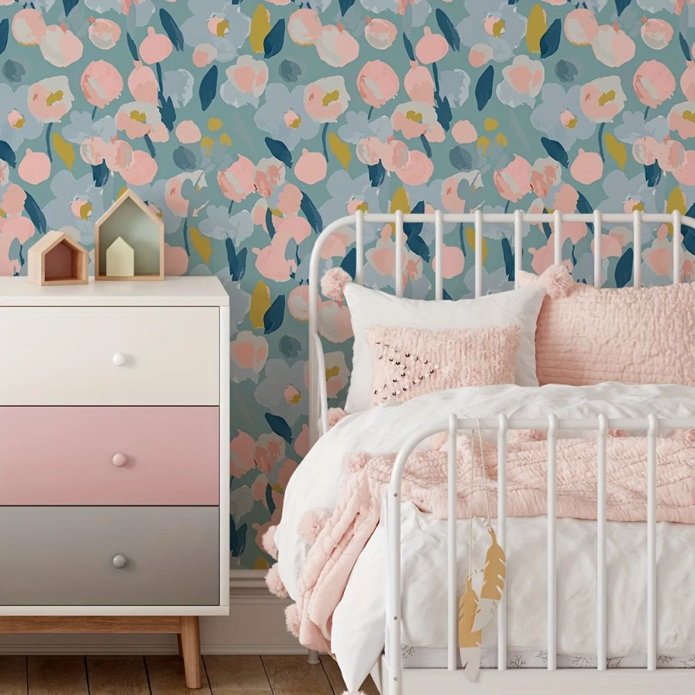 papier peint fleur vintage hippi bedroom