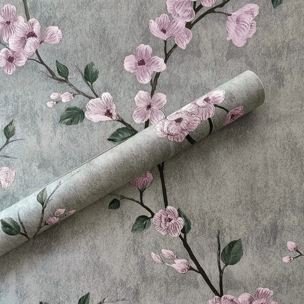 papier peint fleur vintage noir blanc gris motif