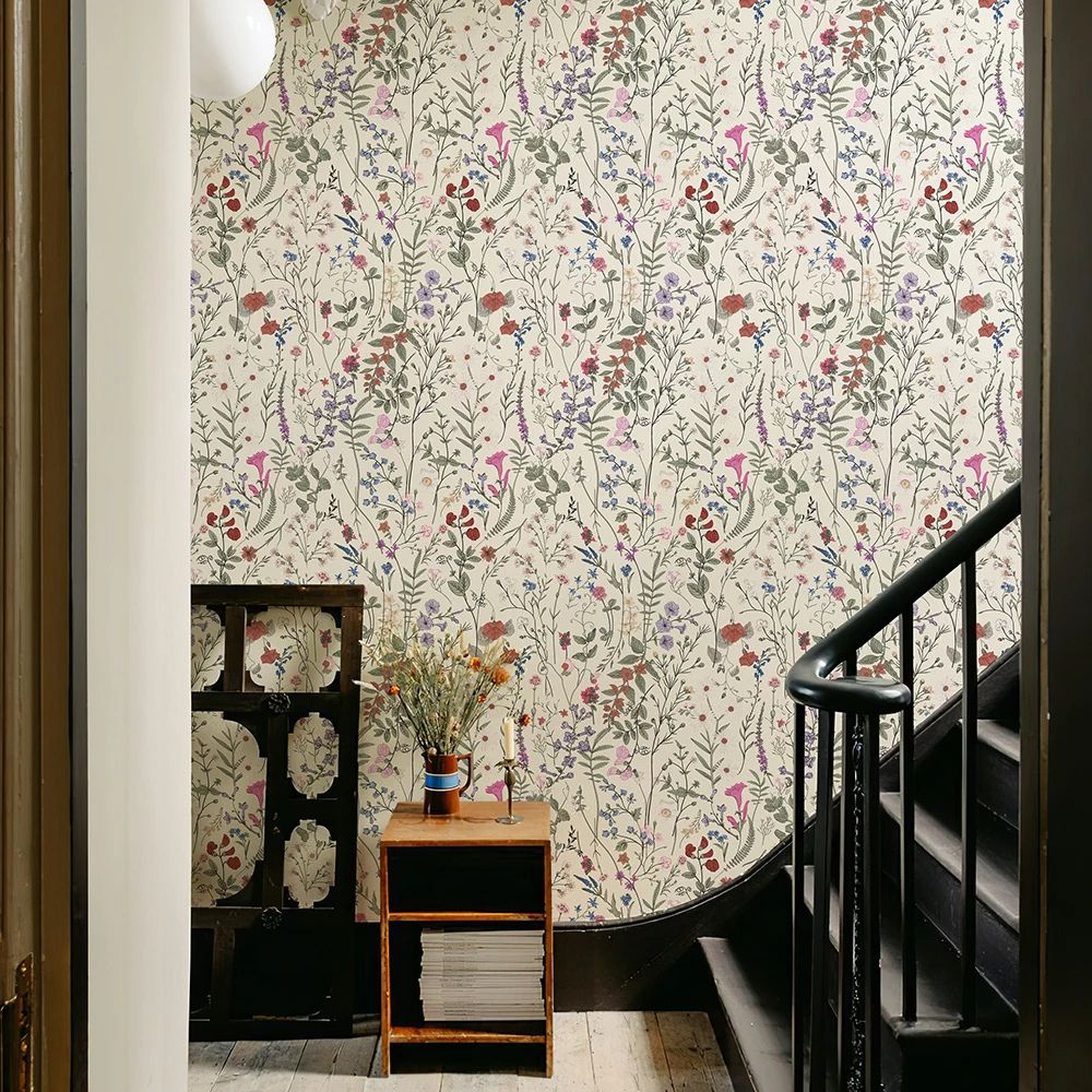 papier peint fleuri liberty vintage escalier