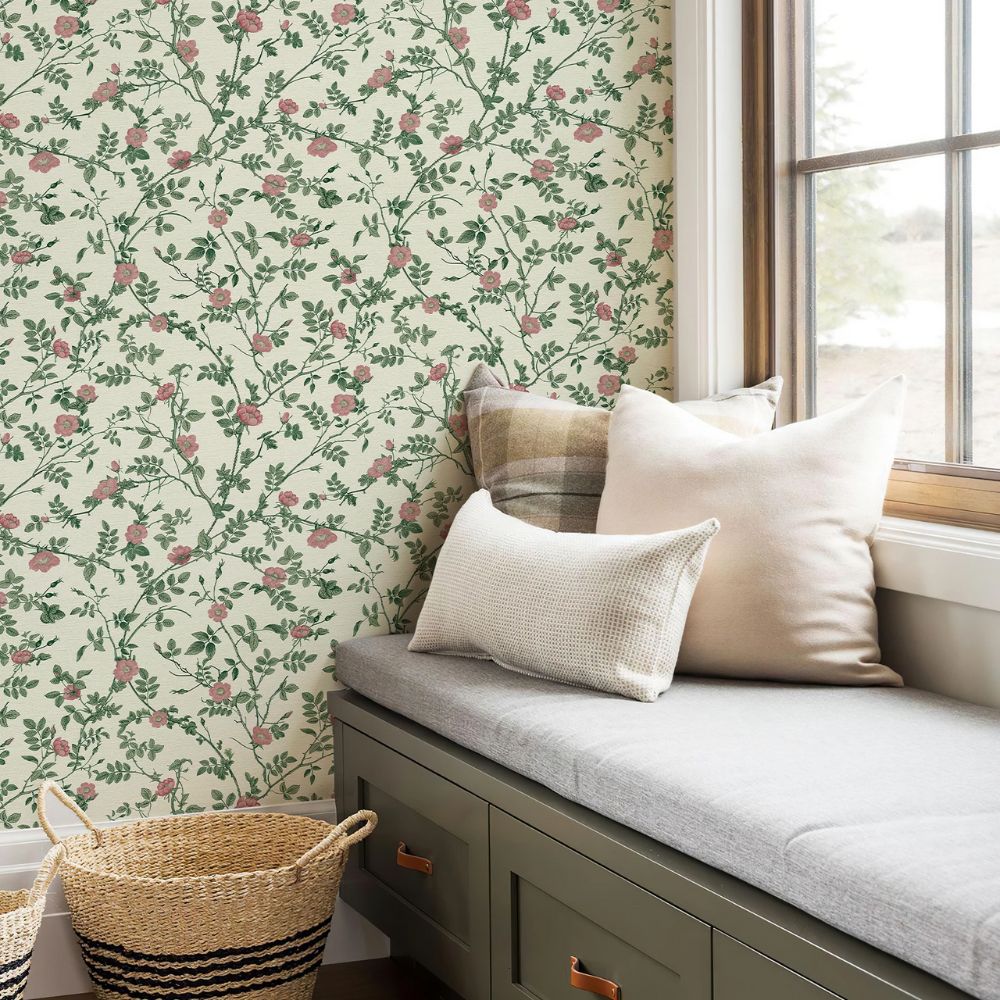 papier peint fleuri vintage anglais salon
