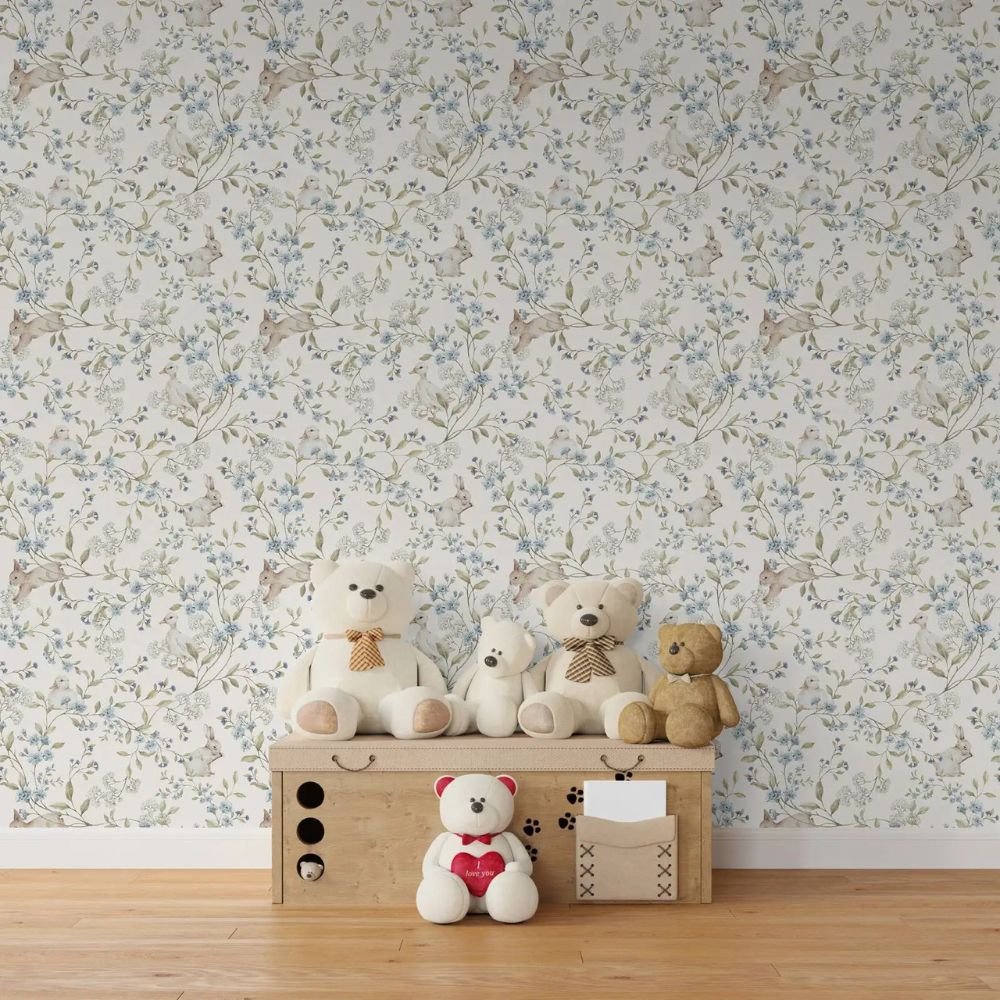 papier peint vintage enfants fleuris