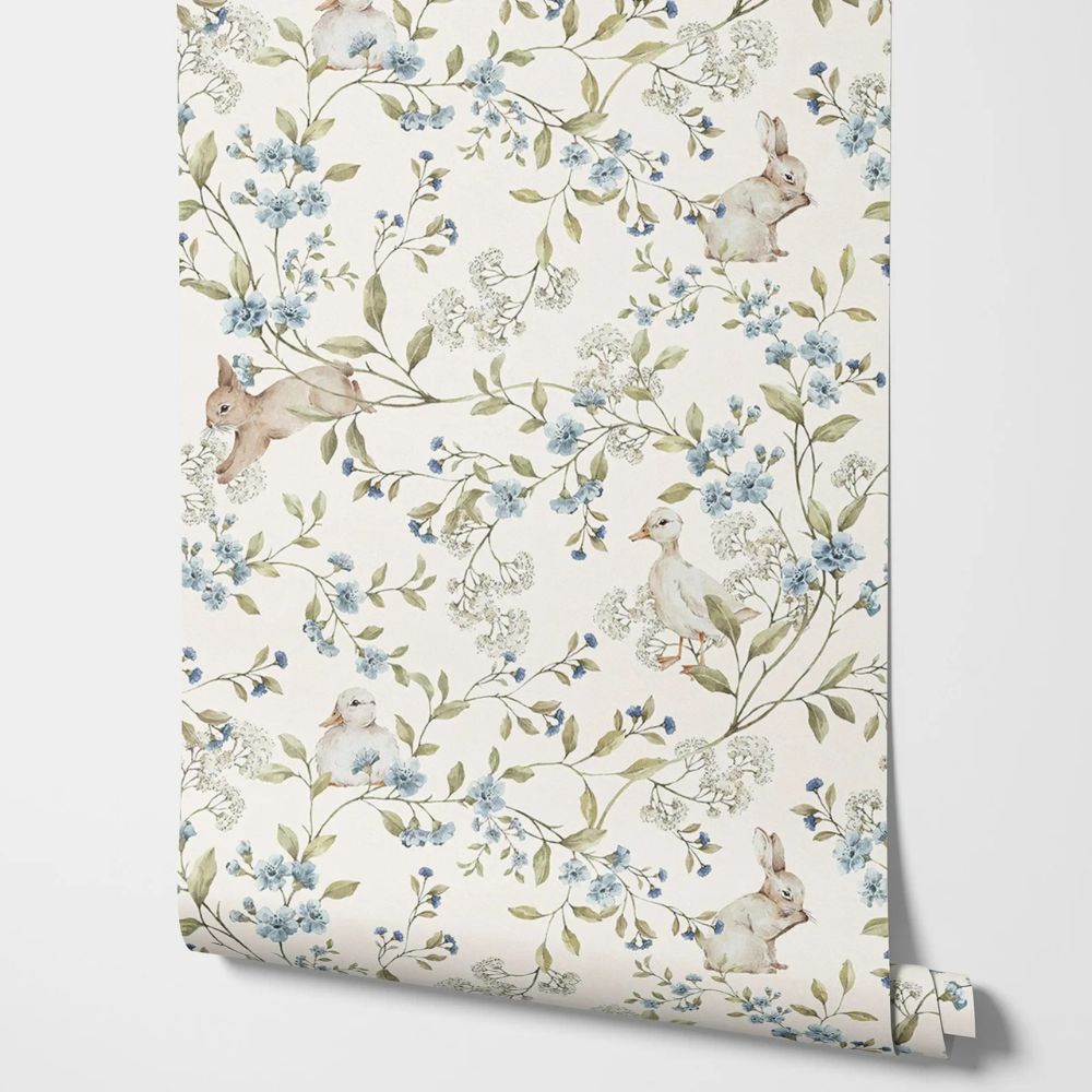 papier peint vintage enfants fleuris_motif