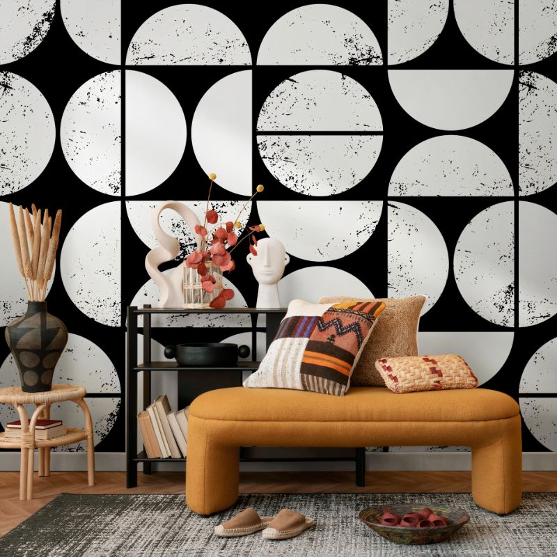 papier peint vintage noir et blanc