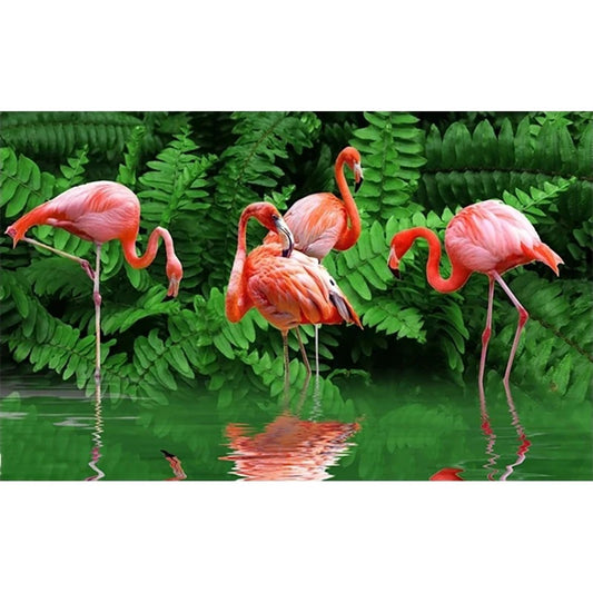 Papier Peint Jungle Flamant Rose