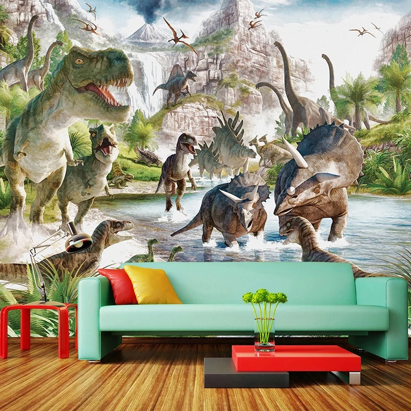 Papier Peint Mural Pays des Dinosaures Walltastic