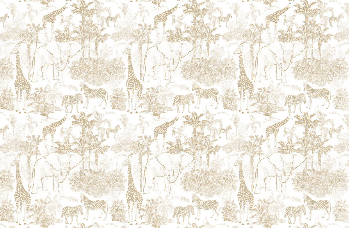 Papier peint toile de jouy beige