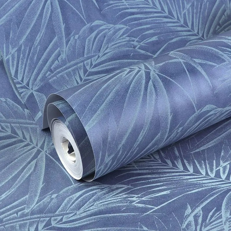 Papier Peint Feuillage Bleu Canard