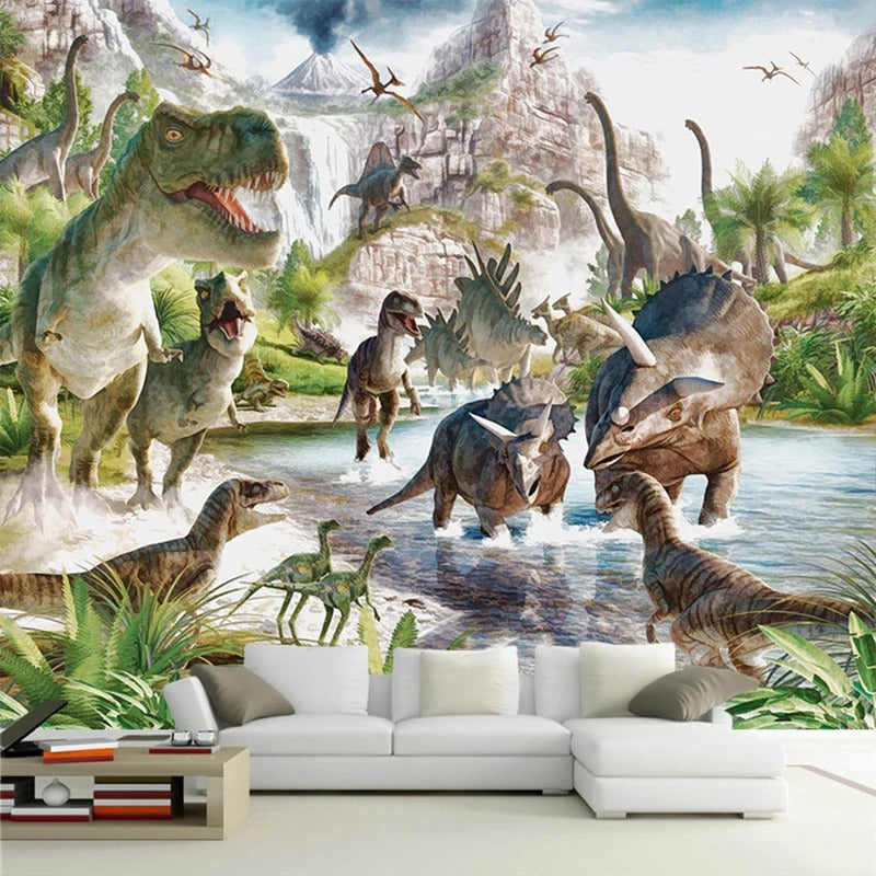 Papier Peint Mural Pays des Dinosaures Walltastic