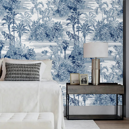Papier Peint Jungle Bleu