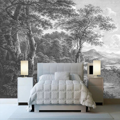 Papier Peint Arbre Noir Et Blanc