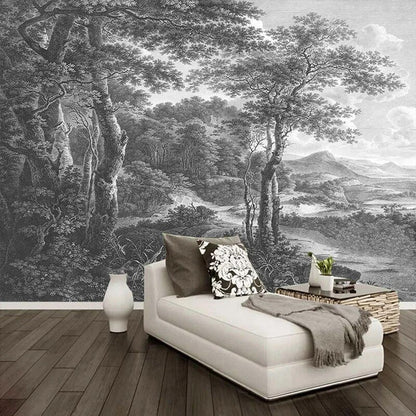 Papier Peint Arbre Noir Et Blanc
