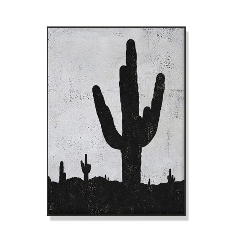Papier Peint Cactus Noir Et Blanc