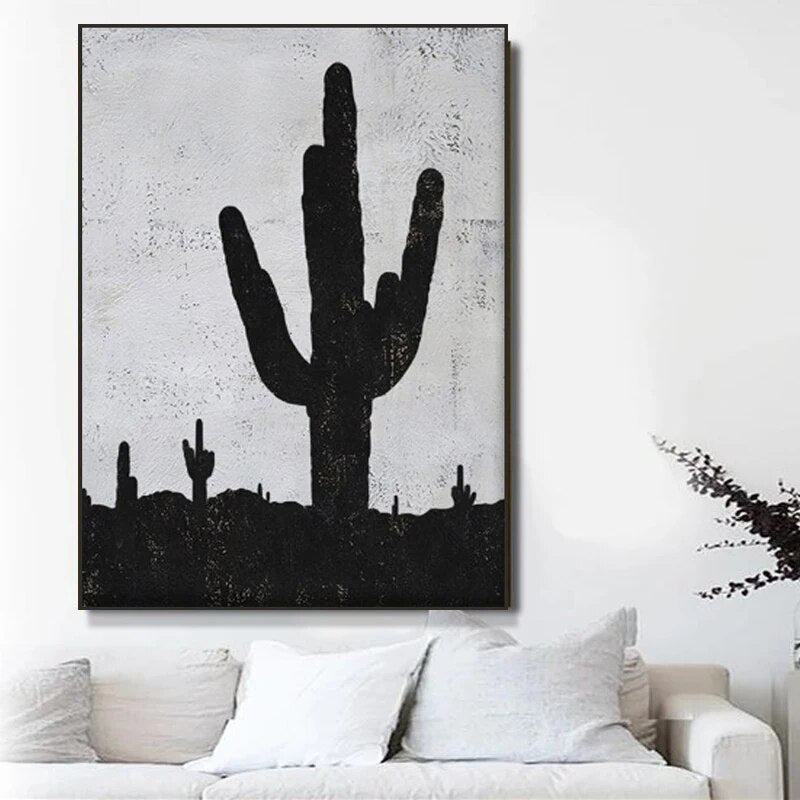 Papier Peint Cactus Noir Et Blanc