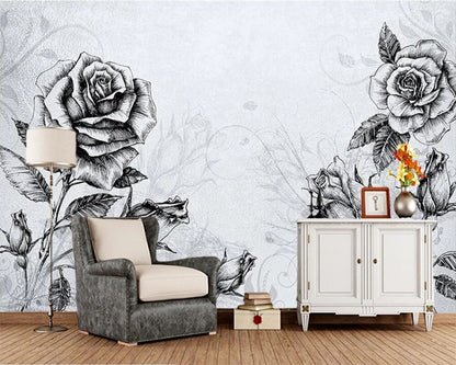 Papier Peint Noir Et Blanc Fleur