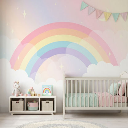 Papier peint arc en ciel pastel
