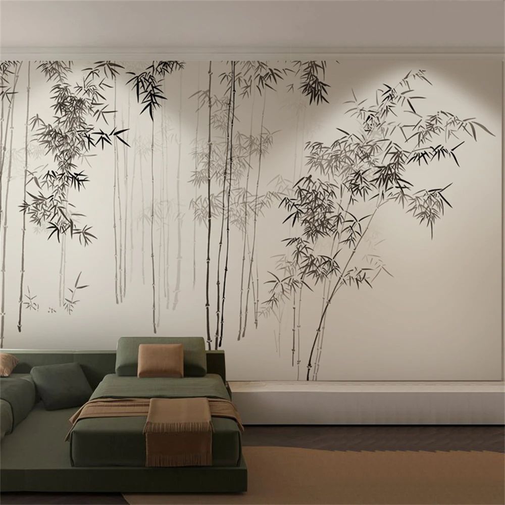Papier peint bambou salle de bain