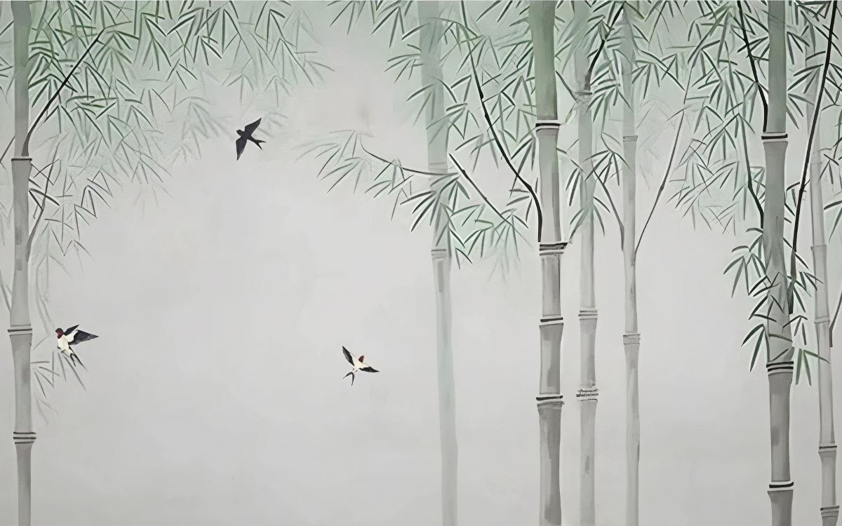 Papier peint bambou zen motifs