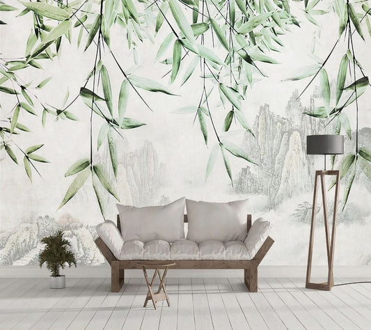 Papier peint feuillage de bambou