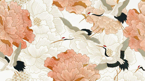 Papier peint grues japonaises