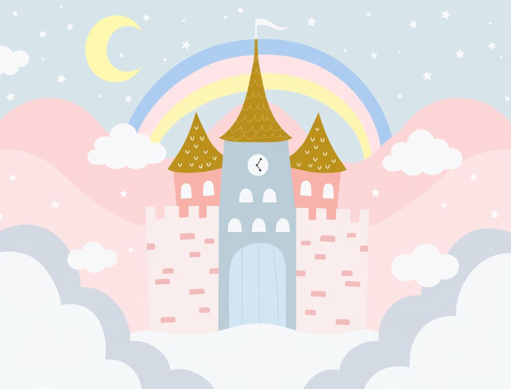 Papier peint licorne arc en ciel motif