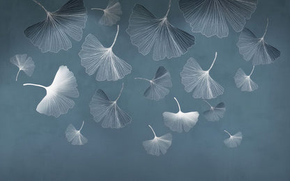 Papier-peint-motif-ginkgo-bleu-panoramique