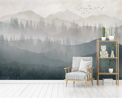 Papier Peint Panoramique Foret Brume