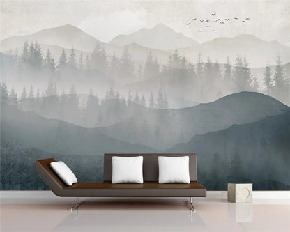 Papier Peint Panoramique Foret Brume