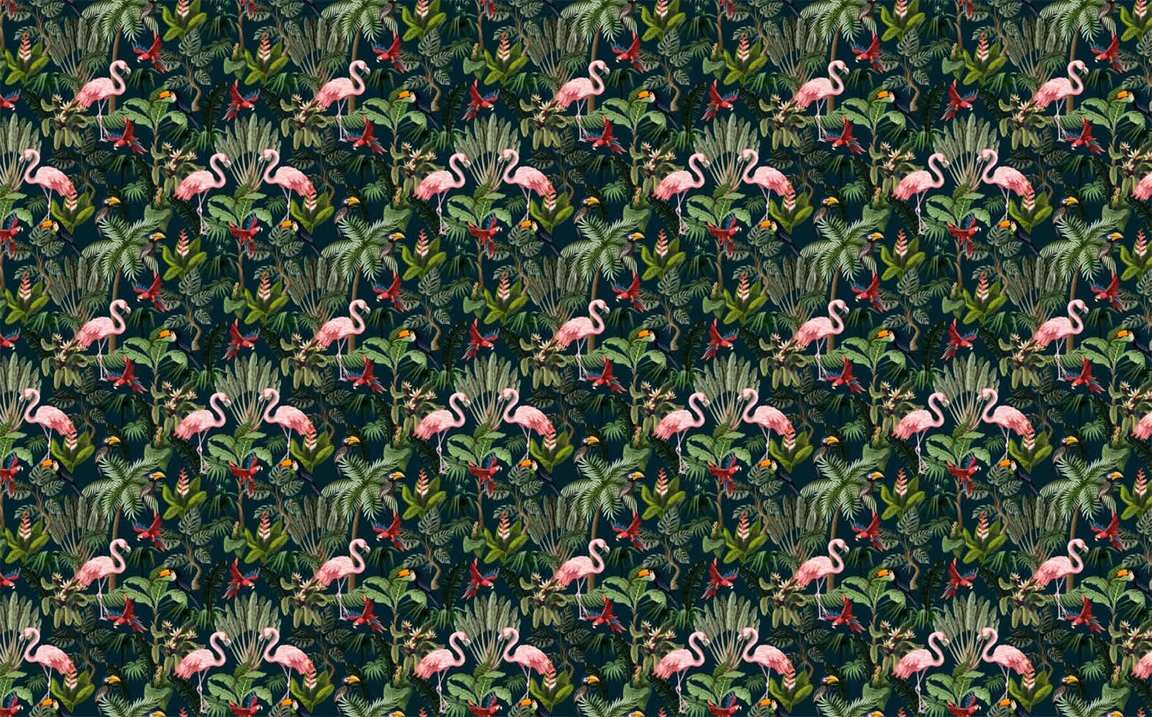 Papier peint tropical flamant rose motif