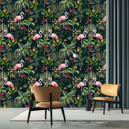 Papier peint tropical flamant rose