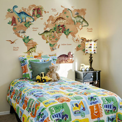 Papier Peint Carte du Monde Dinosaure